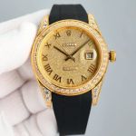ROLEX Datejust 18K Nano Technology AAA Zircon Inlay 41mm Rubber Straps for Rolex Watch